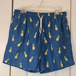 Trunks Surf & Swim Co Blue Pineapple Mens Sano Swim Shorts Size L